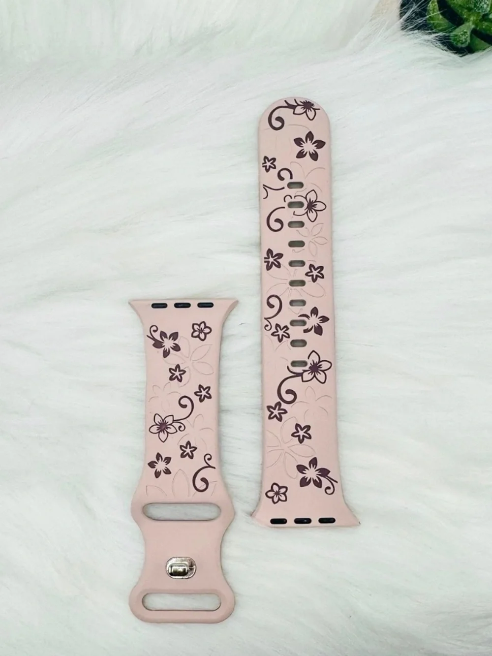 Floral Design Apple Watch Bands 38mm 40mm 41mm Pink Brown